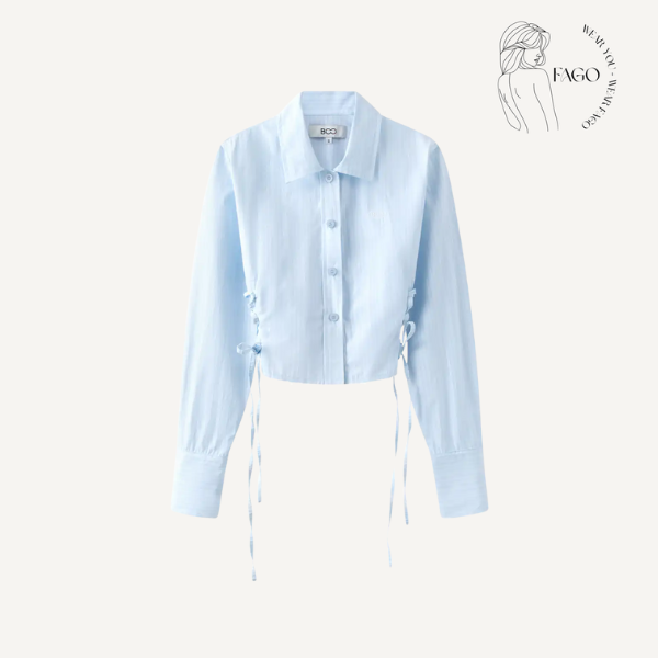 Áo sơ mi croptop dây rút trẻ trung thanh lịch