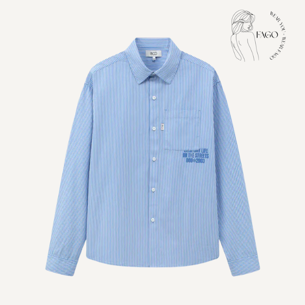 Áo sơ mi sọc xanh pastel trẻ trung 
