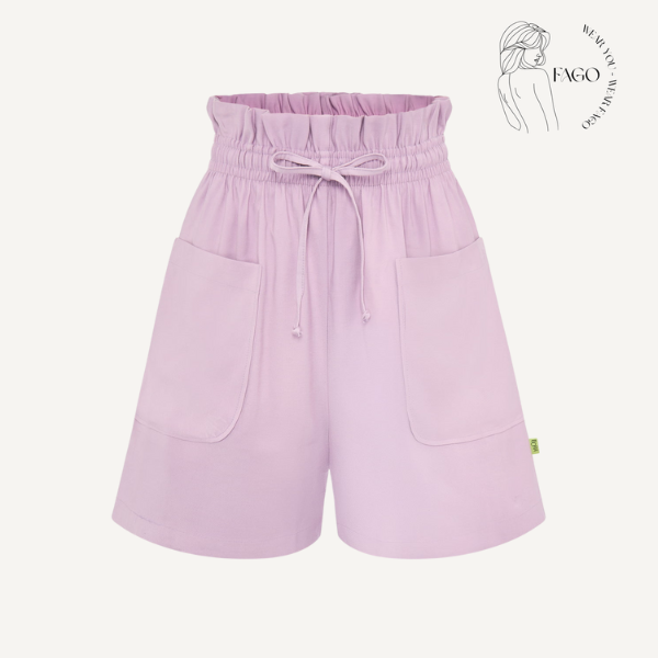 Quần short tím dây rút dễ thương -L